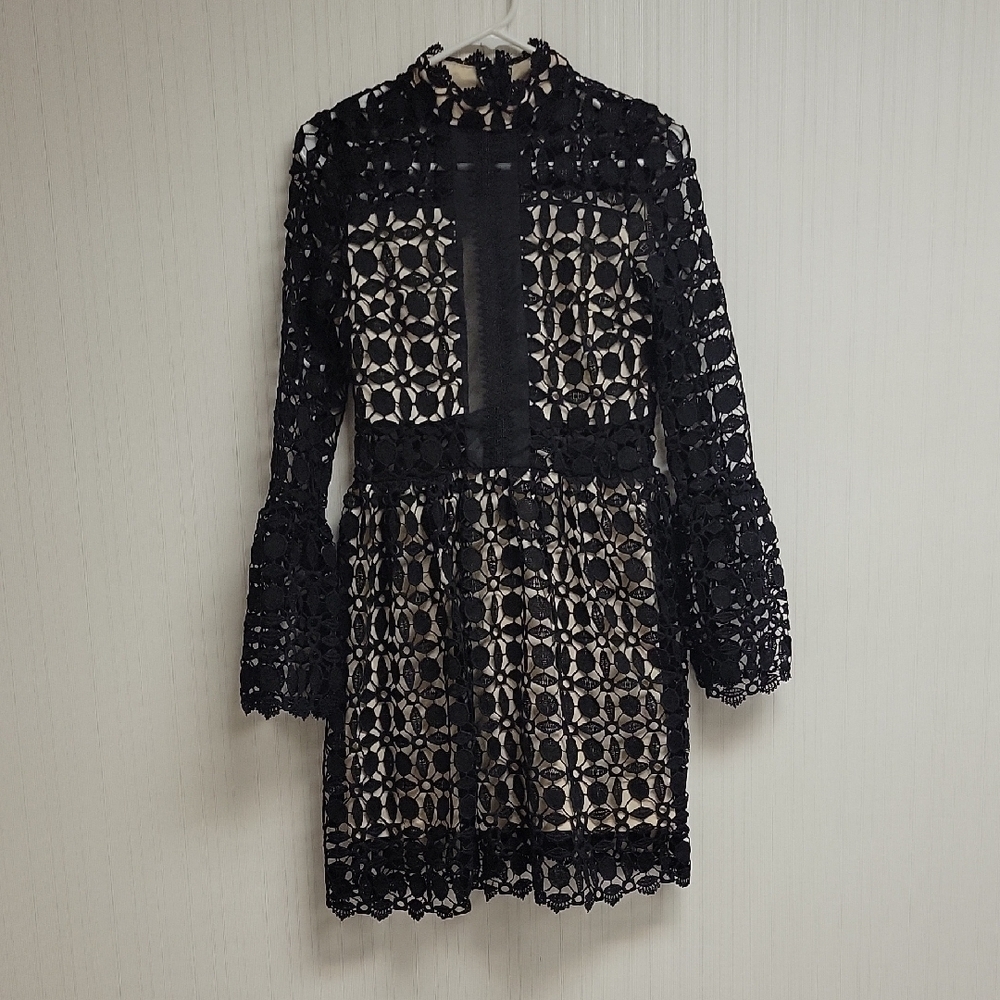 Eilly Bazar Black Lace Dress With Beige Lining. Women's Med NWT whimsigoth